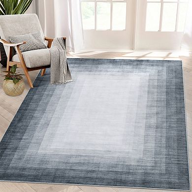 Garvee Bordered Design Non-Slip Traditional Area Rug Washable Soft Throw Carpet for Home Decor