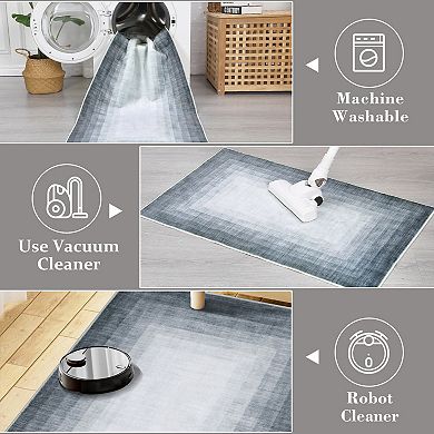 Garvee Bordered Design Non-Slip Traditional Area Rug Washable Soft Throw Carpet for Home Decor