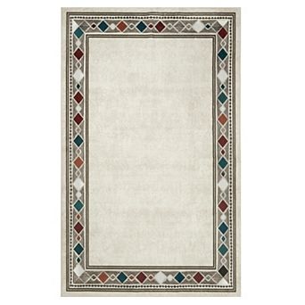 Garvee Bordered Machine Washable Carpet Modern Geometric Chic Border Rug