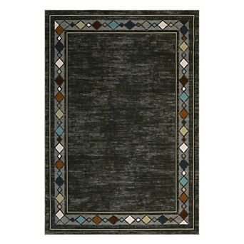 Garvee Bordered Machine Washable Carpet Modern Geometric Chic Border Rug