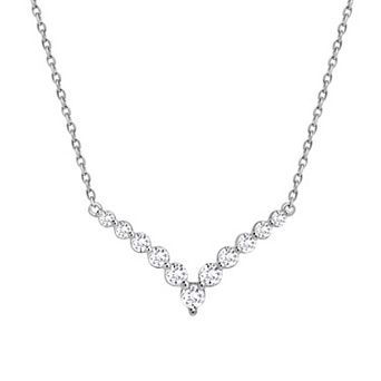 Diamond Brilliance Sterling Silver 1 Carat T.W. Lab-Created Diamond V Shape Pendant Necklace