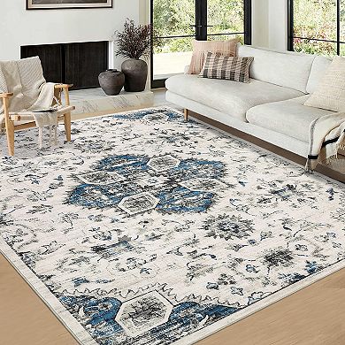 Garvee Vintage Oriental Floral Rug Boho Farmhouse Throw Carpet