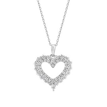 Diamond Brilliance Sterling Silver 1 Carat T.W. Lab-Created Diamond Double Row Heart Pendant Necklace