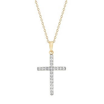 Diamond Brilliance Sterling Silver 1/4 Carat T.W. Lab-Created Diamond Cross Pendant Necklace