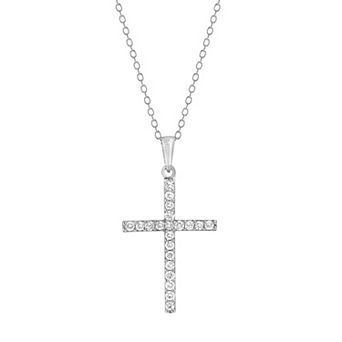 Diamond Brilliance Sterling Silver 1/4 Carat T.W. Lab-Created Diamond Cross Pendant Necklace