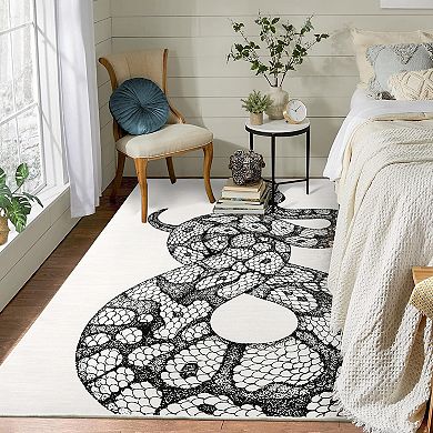 Garvee Contemporary Non Slip Carpet for Bedroom Decor Snake Pattern Stain Resistant Floor Mats