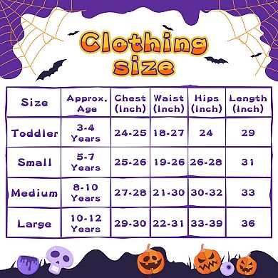 Witch Costume For Girls Kids，halloween Party Fancy Dress Up Deluxe Set With Hat Skirt For Girls