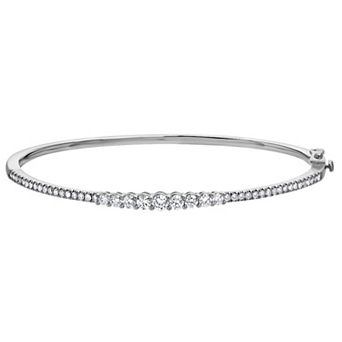 Diamond Brilliance Sterling Silver 1 Carat T.W. Lab-Created Diamond Prong Bangle Bracelet