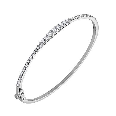 Diamond Brilliance Sterling Silver 1 Carat T.W. Lab-Created Diamond Prong Bangle Bracelet