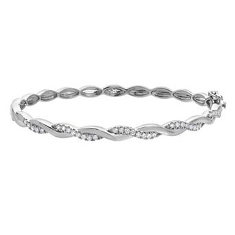 Diamond Brilliance Sterling Silver 1/2 Carat T.W. Lab-Created Diamond Hinge Bangle Bracelet