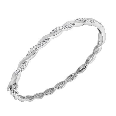 Diamond Brilliance Sterling Silver 1/2 Carat T.W. Lab-Created Diamond Hinge Bangle Bracelet