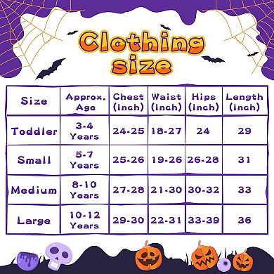 Witch Costume Halloween Party Fancy Dress Up Deluxe Set With Hat Skirt For Girls