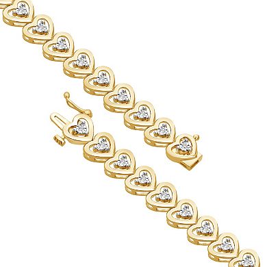 Diamond Brilliance Sterling Silver 1/4 Carat T.W. Lab-Created Diamond Heart Bracelet