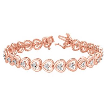 Diamond Brilliance Sterling Silver 1/4 Carat T.W. Lab-Created Diamond Heart Bracelet