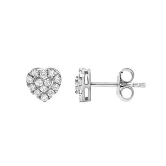 Diamond Brilliance Sterling Silver 1/4 Carat T.W. Lab-Created Diamond Heart Stud Earrings