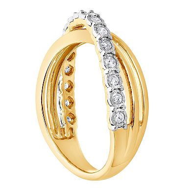 Diamond Brilliance Sterling Silver 1/4 Carat T.W. Lab-Created Diamond Pave Cross Band Ring