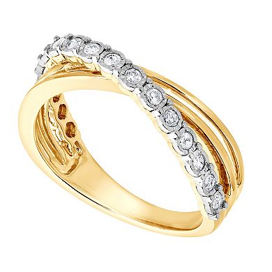 Diamond Brilliance Sterling Silver 1/4 Carat T.W. Lab-Created Diamond Pave Cross Band Ring