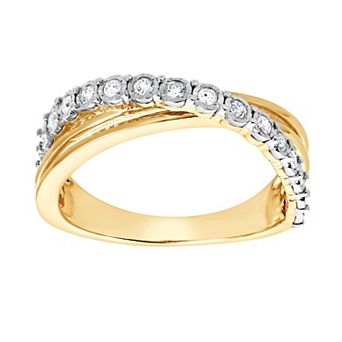 Diamond Brilliance Sterling Silver 1/4 Carat T.W. Lab-Created Diamond Pave Cross Band Ring