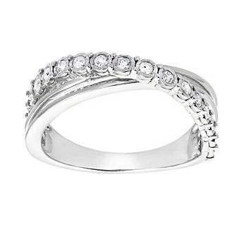 Diamond Brilliance Sterling Silver 1/4 Carat T.W. Lab-Created Diamond Pave Cross Band Ring