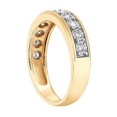 Diamond Brilliance Sterling Silver 1/4 Carat T.W. Lab-Created Diamond Pave Comfort Fit Band Ring
