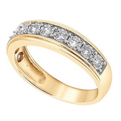 Diamond Brilliance Sterling Silver 1/4 Carat T.W. Lab-Created Diamond Pave Comfort Fit Band Ring