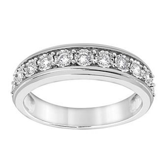 Diamond Brilliance Sterling Silver 1/4 Carat T.W. Lab-Created Diamond Pave Comfort Fit Band Ring