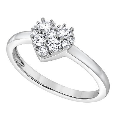 Diamond Brilliance Sterling Silver 1/3 Carat T.W. Lab-Created Diamond Heart Shape Ring