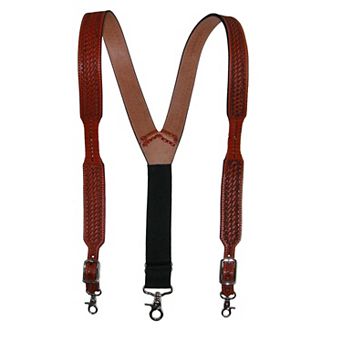 Men's Big & Tall Leather Suspenders With Metal Swivel Hook Ends