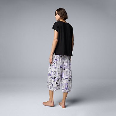 Women's Simply Vera Vera Wang 2-pc. Pajama Top & Pajama Culotte Set