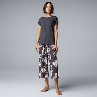 Women's Simply Vera Vera Wang 2 pc Pajama Top & Pajama Culotte Set
