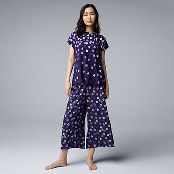Women's Simply Vera Vera Wang 2 pc Pajama Top & Pajama Culotte Set