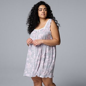 Plus Size Simply Vera Vera Wang Plain Weave Chemise