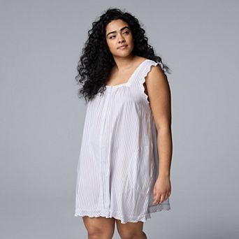 Plus Size Simply Vera Vera Wang Plain Weave Chemise