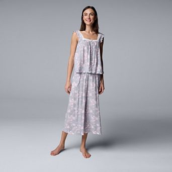 Women's Simply Vera Vera Wang Plain Weave Pajama Tank Top and Culotte Pajama Pants Set