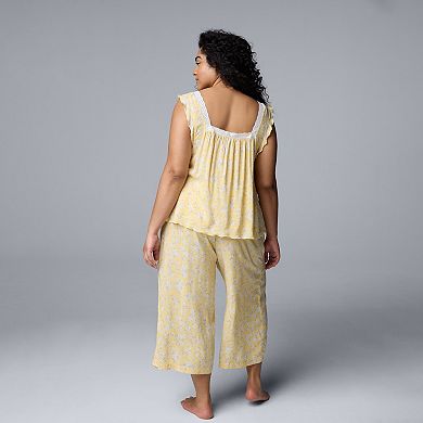 Plus Size Simply Vera Vera Wang Pajama Tank Top and Culotte Pajama Pants Set