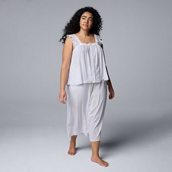 Plus Size Simply Vera Vera Wang Pajama Tank Top and Culotte Pajama Pants Set