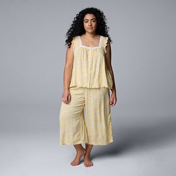 Plus Size Simply Vera Vera Wang Pajama Tank Top and Culotte Pajama Pants Set