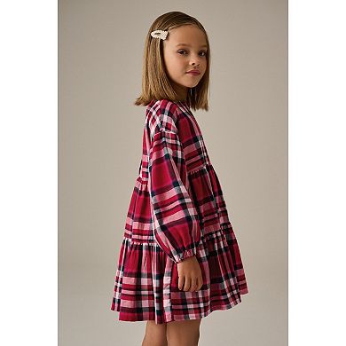 Girls 4-12 NEXT Long Sleeve Plaid Dress