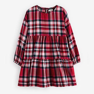 Girls 4-12 NEXT Long Sleeve Plaid Dress