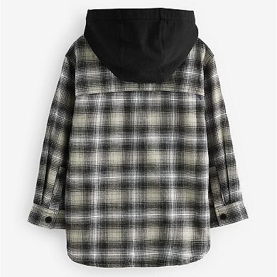 Boys NEXT Hooded Check Shirt