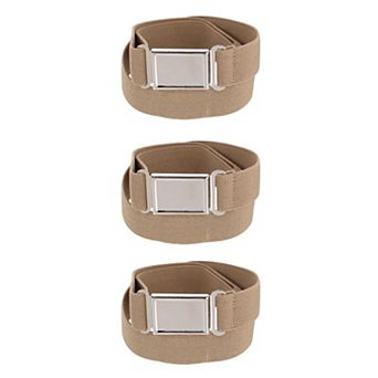 Ctm Kids' Adjustable Elastic Belt With Magnetic Buckle (pack Of 3)