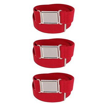 Ctm Kids' Adjustable Elastic Belt With Magnetic Buckle (pack Of 3)