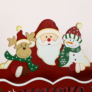 Polar Elegance 15 Inch Christmas Wooden Advent Calendar with 24 Drawers and LED for Kids and Adults