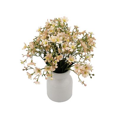 Faux Forget Me Not Flowers In White Vase