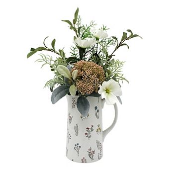 Faux Botanical In Embossed Pitcher
