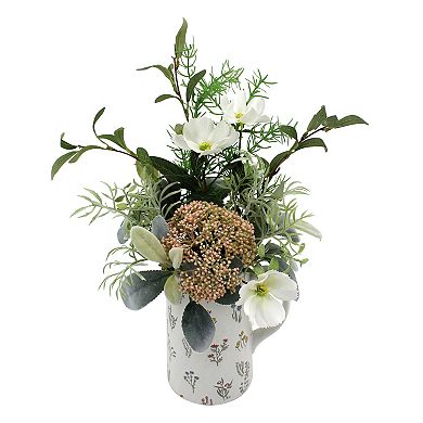 Faux Botanical In Embossed Pitcher