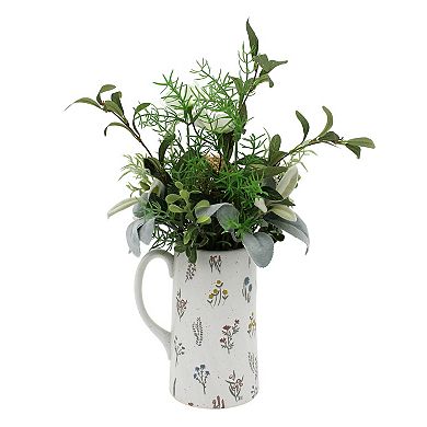 Faux Botanical In Embossed Pitcher