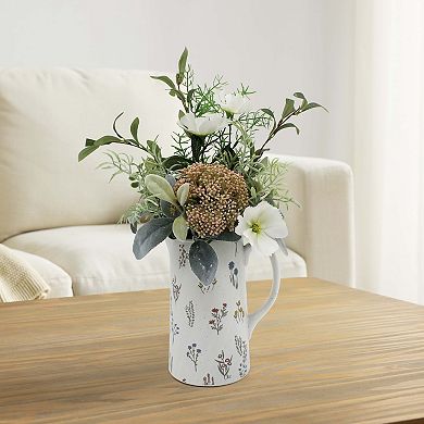 Faux Botanical In Embossed Pitcher