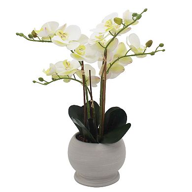 Faux White Orchid In Ceramic Pot