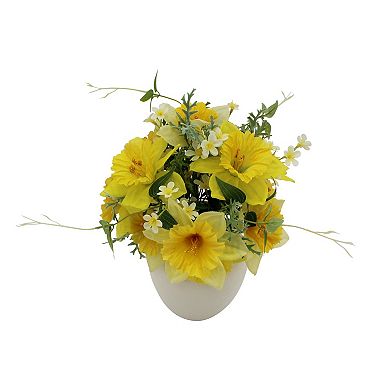 Faux Daffodil In Ceramic Vase